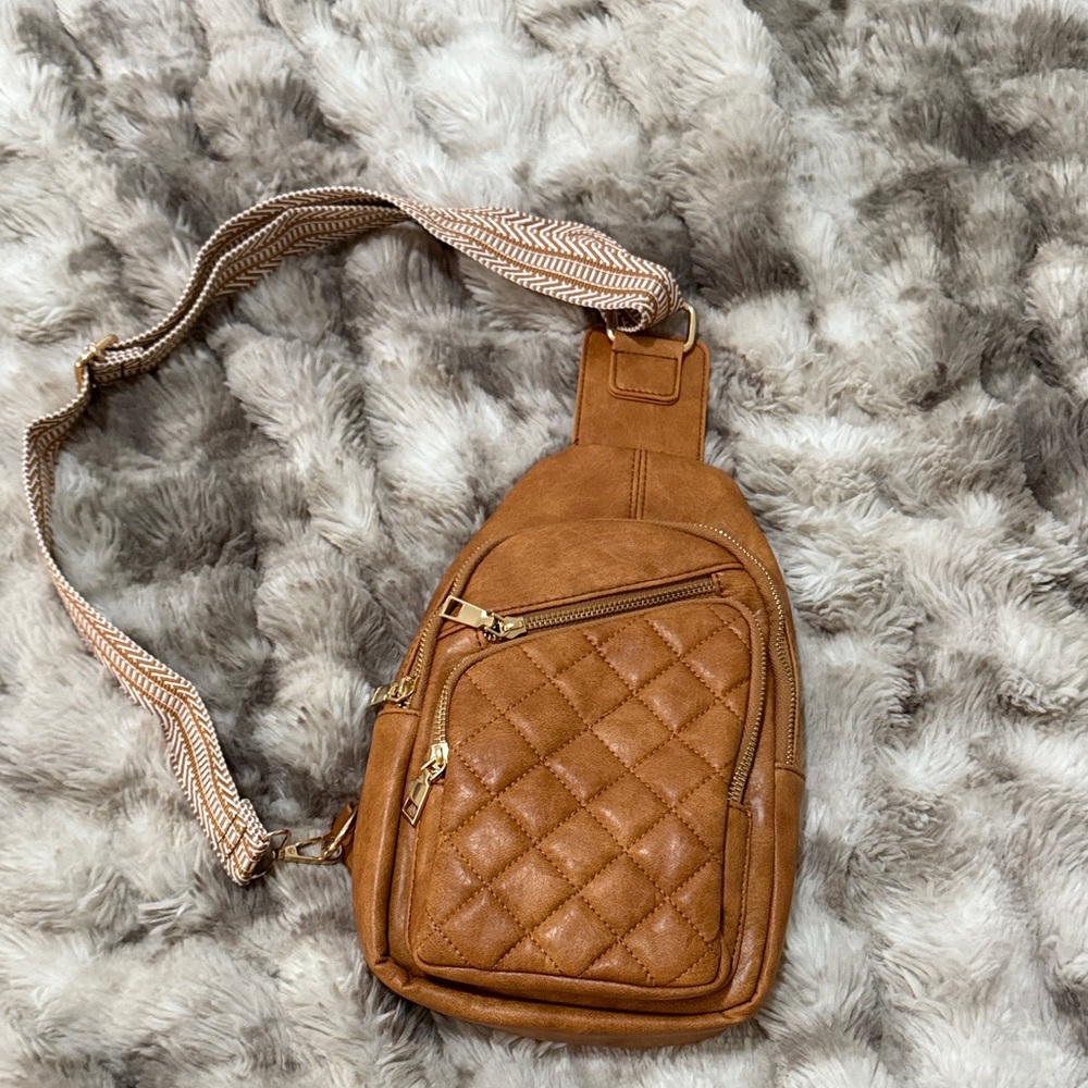 Brown Quilted Crossbody Bag